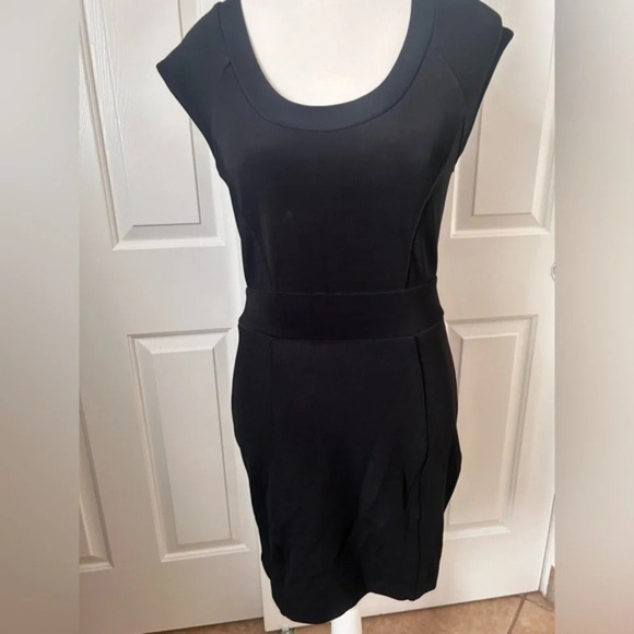 Charlotte Russe Dress Black Round Neck short‎ sleeve transparent back M - Picture 3 of 16